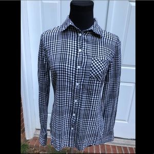 Merona Black and White Plaid Long Sleeve Shirt